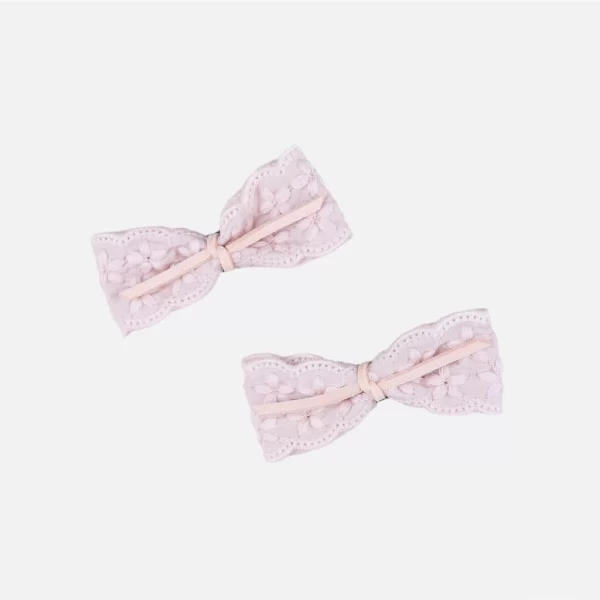 PINK HAIR CLIP LACE PIGTAIL SET